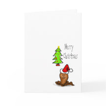 Happy Christmas cartoon worm voorkant kerstboom