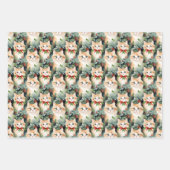Happy Christmas Cats Funny Gift Wrap Inpakpapier Vel (Voorkant 3)