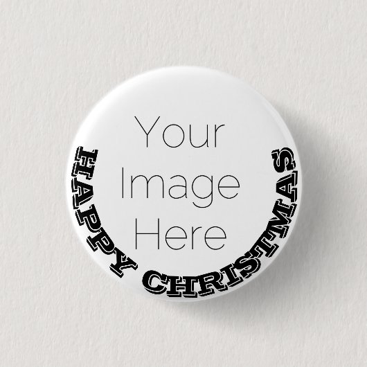 Happy Christmas Custom Foto Button & tekst Badge (Voorkant)