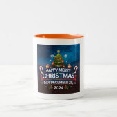 Happy Christmas Day 2024 Feestelijk Ontwerp Tweekleurige Koffiemok (Center)