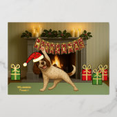 Happy Christmas dog yoga  Folie Feestdagenkaart (Voorkant)