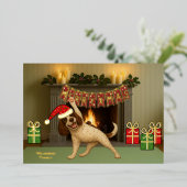 Happy Christmas dog yoga  Folie Feestdagenkaart (Staand Voorkant)