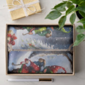 Happy Christmas Elves op een besneeuwde nacht Tissuepapier (Geschenk)