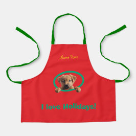 Happy Christmas Family-loviing Cutest Puppy  Apron Schort