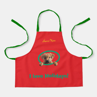 Happy Christmas Family-loviing Cutest Puppy  Apron Schort
