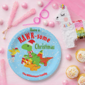 Happy Christmas Feestdagen Dinosaurussen Papieren Bordje (Feest)