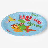 Happy Christmas Feestdagen Dinosaurussen Papieren Bordje (Gekanteld)