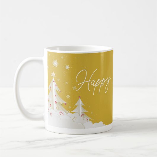 Happy Christmas – Festive Holiday Gold Mug Koffiemok (Links)