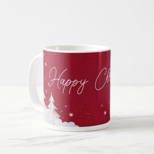 Happy Christmas – Festive Holiday Ruby Red Mug Koffiemok (Voorkant links)