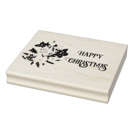 Happy Christmas Floral Rubber Stamp Rubberstempel