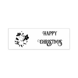 Happy Christmas Floral Rubber Stamp Zelfinktende Stempel
