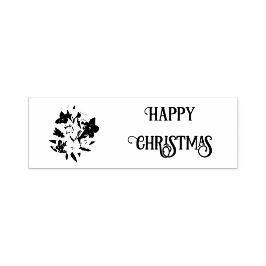 Happy Christmas Floral Rubber Stamp Zelfinktende Stempel (Design)