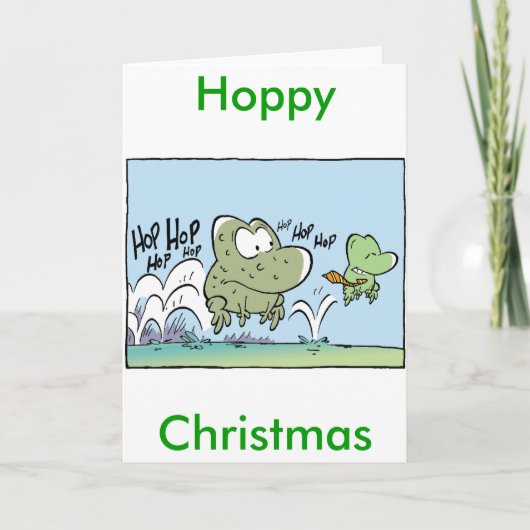 Happy Christmas Funny Frog Cartoon Kaart (Voorkant)