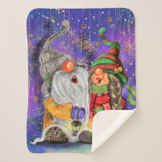 Happy Christmas Gnome Baby Sherpa Deken (Voorkant)