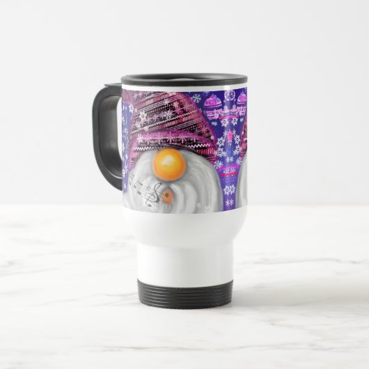 Happy Christmas Gnome In Paarse Pet Reizen Mok (Voorkant links)