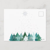 Happy Christmas Green Trees & Stars Canadees Feestdagenkaart (Achterkant)
