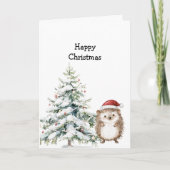 Happy Christmas Hedgehog Kaart (Voorkant)