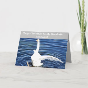 Happy Christmas Husband Swan Kaart