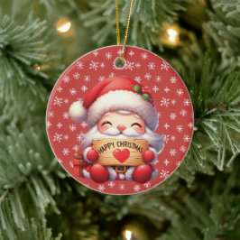 Happy Christmas Kerstman Ronde Acryl Ornament