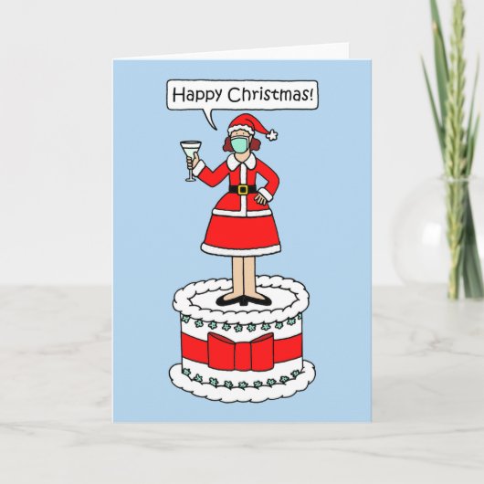 Happy Christmas Lady met gezichtsmaskertaart Kaart (Voorkant)
