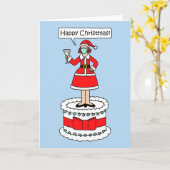 Happy Christmas Lady met gezichtsmaskertaart Kaart (Gele Bloem)