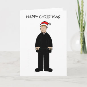 Happy Christmas Mannelijke Vicar in Santa Hat Kaart