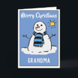 Happy Christmas Oma Snowman Christmas Kaart<br><div class="desc">Fijne kerst oma. Leuke sneeuwpop cartoon op een feestelijke kerstkaart. Kerstkaart voor oma.</div>