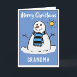 Happy Christmas Oma Snowman Christmas Kaart<br><div class="desc">Fijne kerst oma. Leuke sneeuwpop cartoon op een feestelijke kerstkaart. Kerstkaart voor oma.</div>