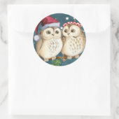 HAPPY CHRISTMAS OWL CLASSIC ROUND Sticker (Tas)