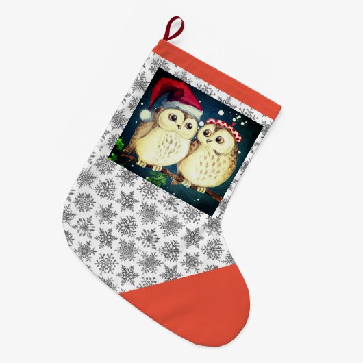 HAPPY CHRISTMAS OWLS kerstaking Grote Kerstsok (Voorkant (Hangend))