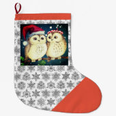HAPPY CHRISTMAS OWLS kerstaking Grote Kerstsok (Voorkant)