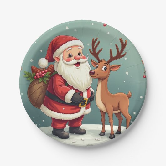 happy christmas papieren bordje (Voorkant)