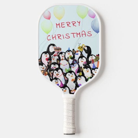 Happy Christmas Penguins Pickleball Paddle (Voorkant)
