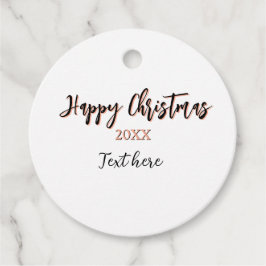 Happy Christmas perzik zwarte jaar naam details ho Bedankjes Labels