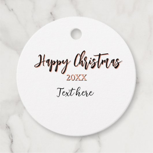 Happy Christmas perzik zwarte jaar naam details ho Bedankjes Labels (Voorkant)