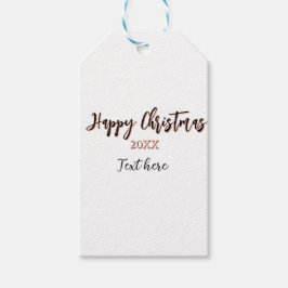 Happy Christmas perzik zwarte jaar naam details ho Cadeaulabel