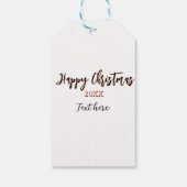 Happy Christmas perzik zwarte jaar naam details ho Cadeaulabel (Achterkant)