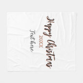 Happy Christmas perzik zwarte jaar naam details ho Fleece Deken (Voorkant (Horizontaal))