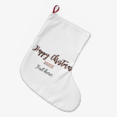 Happy Christmas perzik zwarte jaar naam details ho Grote Kerstsok (Voorkant (Hangend))