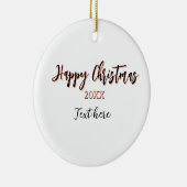 Happy Christmas perzik zwarte jaar naam details ho Keramisch Ornament (Rechts)