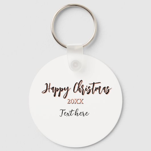 Happy Christmas perzik zwarte jaar naam details ho Sleutelhanger (Voorkant)