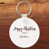 Happy Christmas perzik zwarte jaar naam details ho Sleutelhanger (Achterkant)