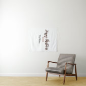 Happy Christmas perzik zwarte jaar naam details ho Wandkleed (In Situ (horizontaal))