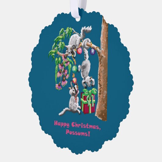 Happy Christmas Possums Ornament Kaart (Links)