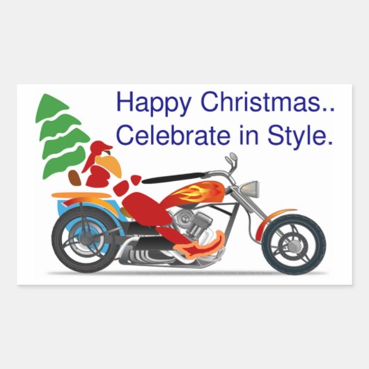 HAPPY CHRISTMAS RECHTHOEKIGE STICKER (Voorkant)