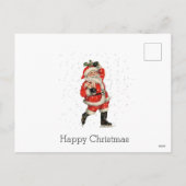 Happy Christmas  Red Santa Schaatsen Wit Feestdagenkaart (Achterkant)