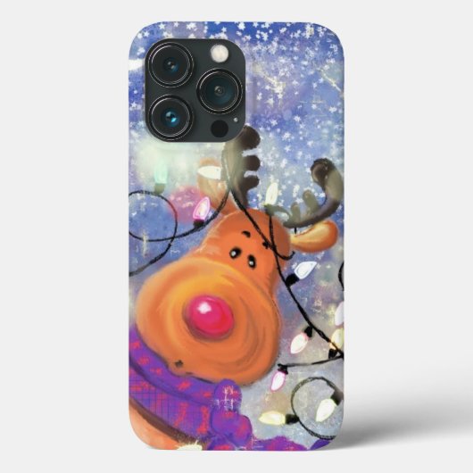 Happy Christmas Reindeer iPhone Case (Achterkant)