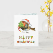 Happy Christmas Robin Kaart (Gele Bloem)