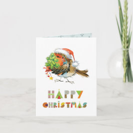 Happy Christmas Robin Kaart