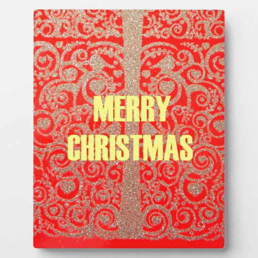 Happy Christmas Rood en Goud Collectie Fotoplaat (Voorkant)